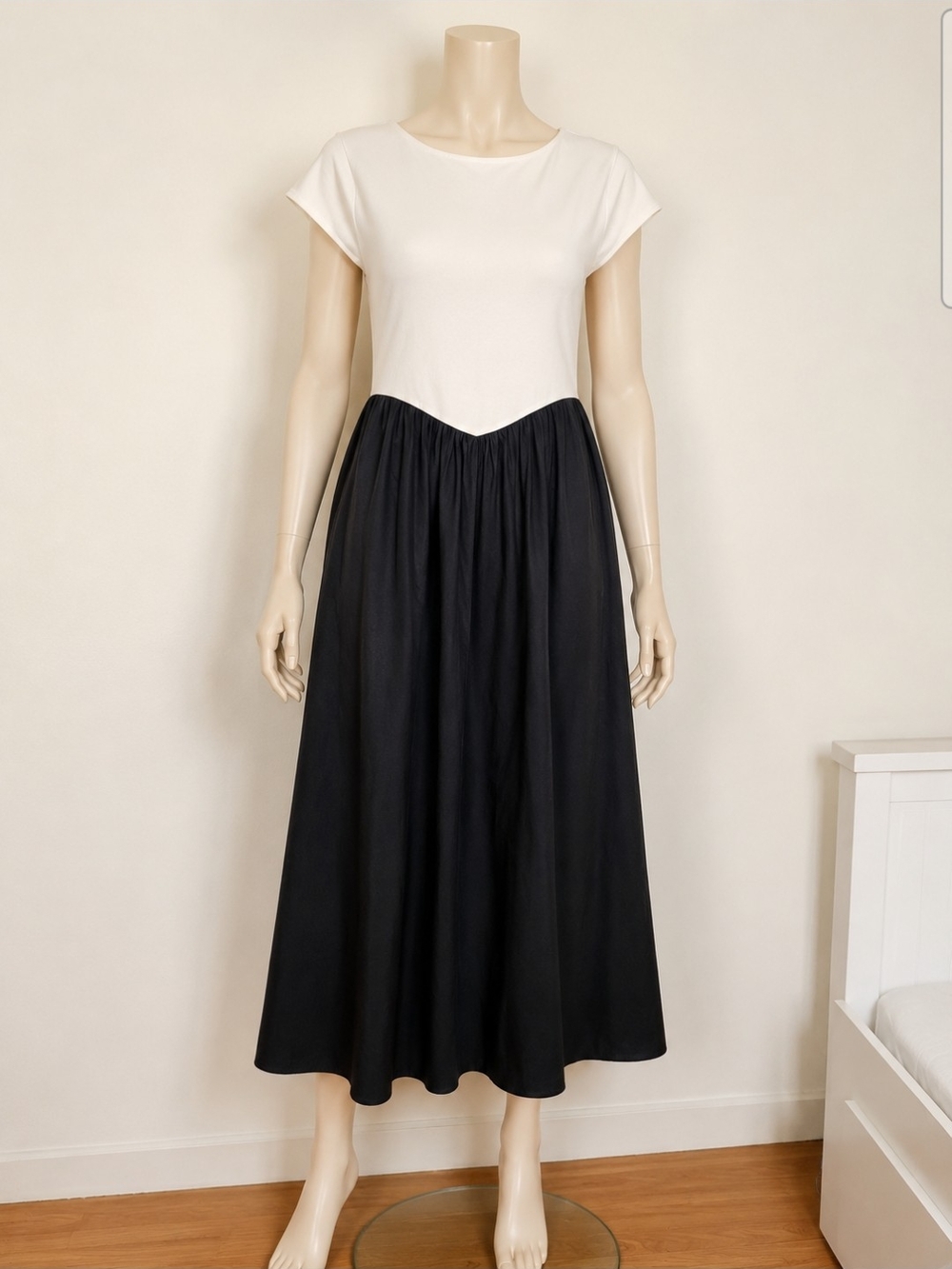 a new day Black and White Two-Tone Maxi Skirt, heavy weight fabric